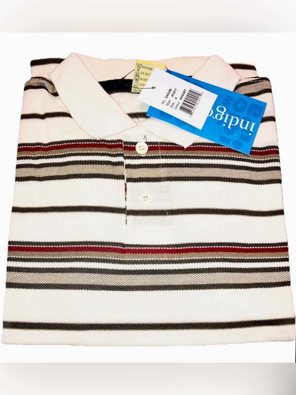 Boys Short Sleeve Horizontal Stripe Assorted Color Short Sleeve Polo Shirt Sz 6